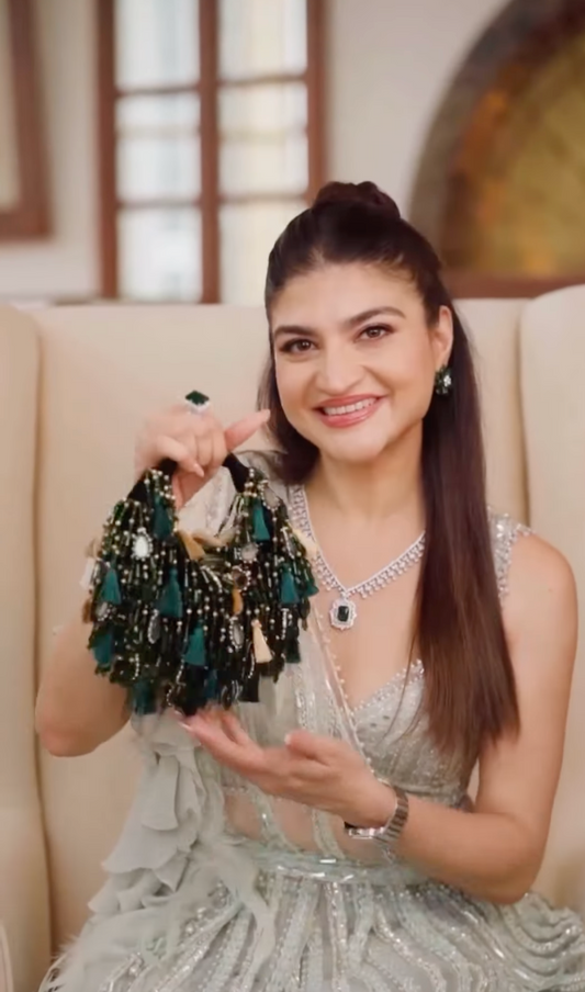 Khushnaz in Our Sienna Boat Bag--Green