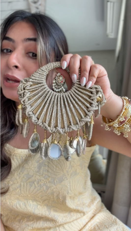 Gilded Halo Embellished Bag - Gold