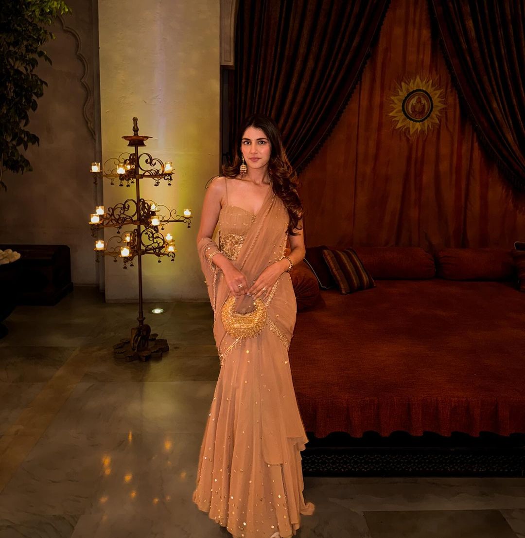 Meher Taluja in our Golden Nano Boat Bag - Crystal